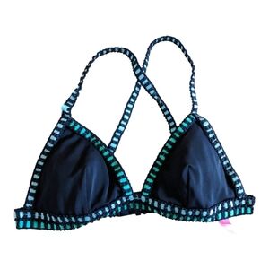 ⭐Victoria’s Secret Black with green Triangle Bikini Top, Size Small GUC